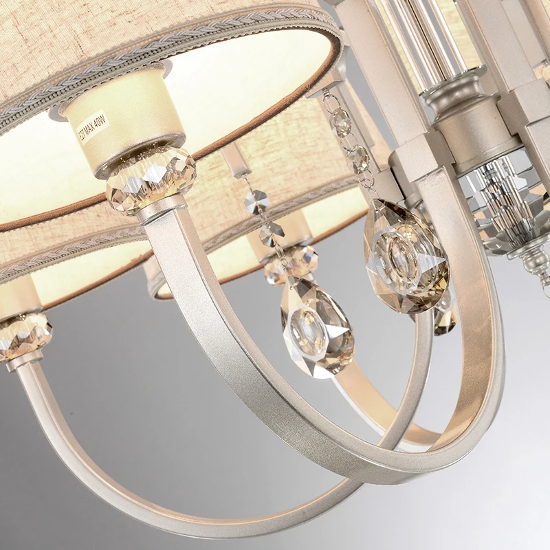 Люстра из льняной ткани с абажуром современная хрустальная лампа для