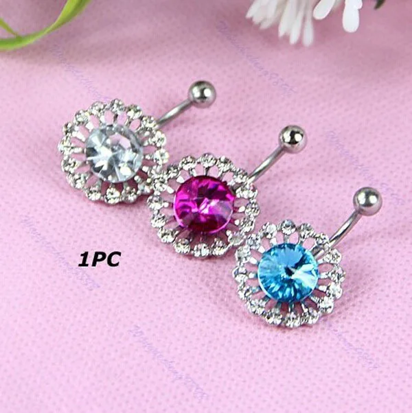 10pc steel round flower Barbell Navel Belly ring body jewelry |