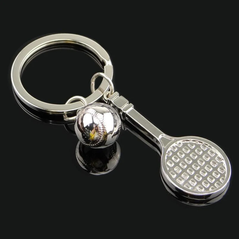 

6 Pcs Cute Metal Sport Mini Tennis Racket Pendant Keychain Keyring Key Chain Ring Men & Women Business Creative Keyrings