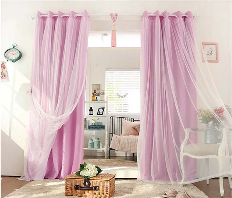 Спальня Корейские садовые окна занавес кружево Короткие Твердые затенение