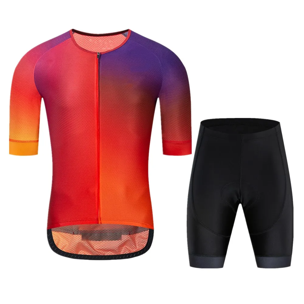 jersey and short LUBI Мужской комплект для велоспорта 5 Цветов Летняя одежда из трикотажа губка с высокой плотностью коврик одежда для езды на горном велосипеде комплект велосипедная Одежда дорожный костюм - Цвет: jersey and short