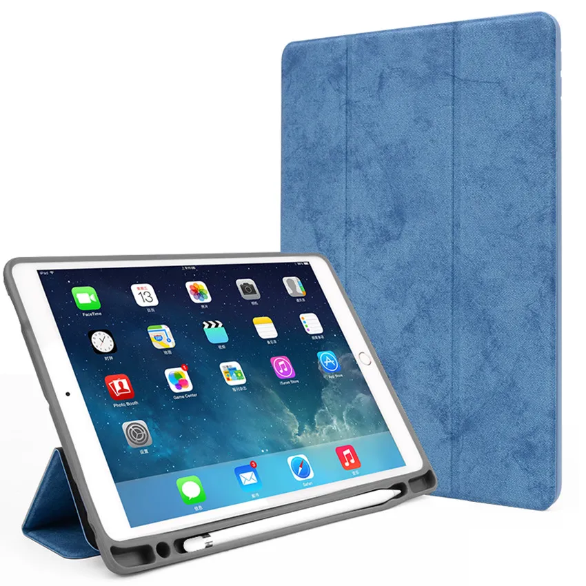 Чехол для iPad Pro 9,7 дюйма release A1673 A1674 A1675 6th с поддоном для ручки, Винтажный чехол из искусственной кожи для сна+ пленка+ ручка