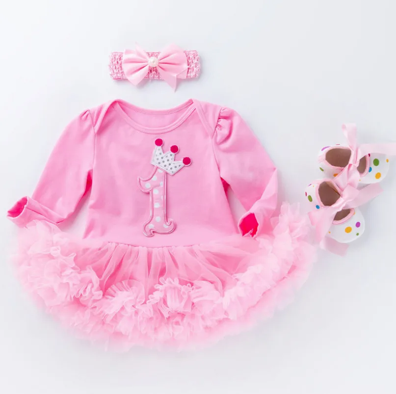 3 piece set Для новорожденных; костюмы для вечеринки в честь Дня Рождения одежда из хлопка для маленьких девочек; комбинезон; комплект из 3 предметов, Костюмы наборы костюмы принцессы кружевные платья для детей - Цвет: 3 piece set