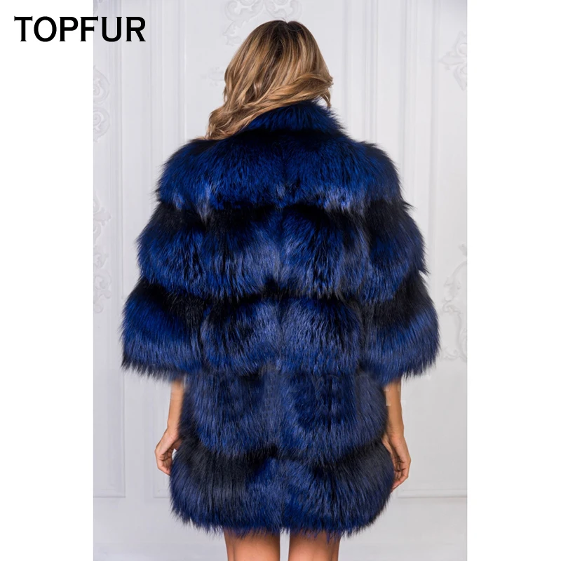 TOPFUR 2021 Hot Sale Real Fur Coat Natural Fox Fur Outerwear Luxury Female Medium Sleeve Jackets Thick Warm Winter Overcoat