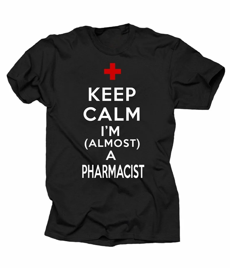 Наступление футболки с круглым вырезом и коротким Keep Calm я почти Pharmacist
