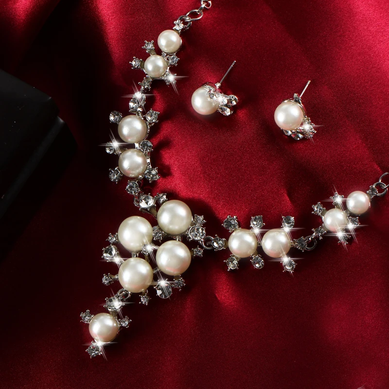 Новинка искусственный жемчуг Свадебный комплект ювелирных изделий для невесты