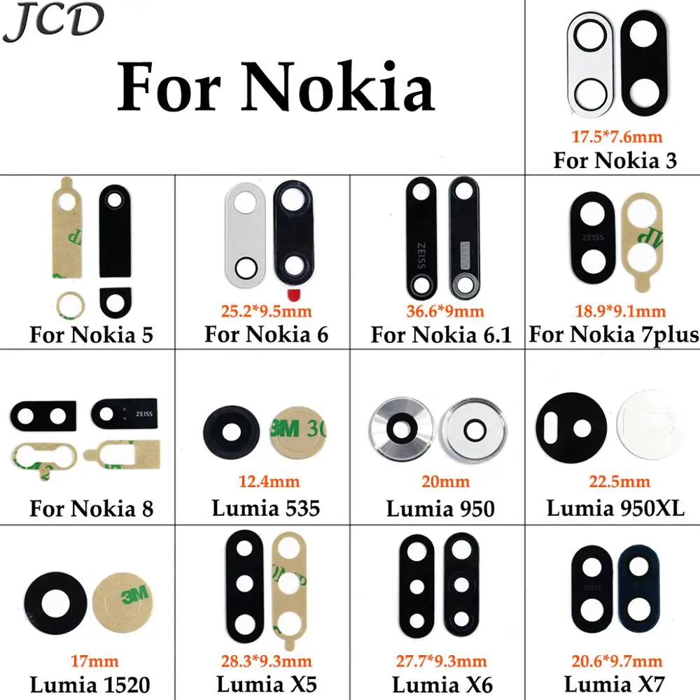 JCD для Nokia Lumia 3 5 6 8 X5 X6 X7 7 Plus 1 950 950XL1520 задняя камера стеклянная крышка объектива с