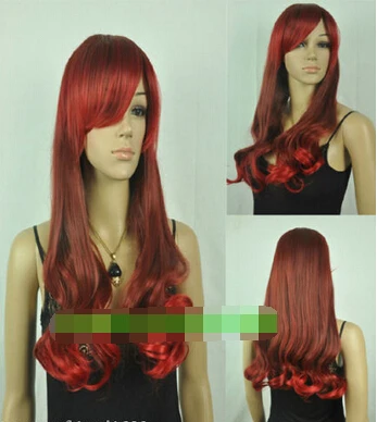 Шун wig.01738 Fastshipping Новый Косплей Длинные Волнистые Темно-Красный женская Полный