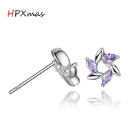 hpxmas fashion sparkling elegant clearpurple windmill shape stud earrings wedding silvery earring for women gift c31