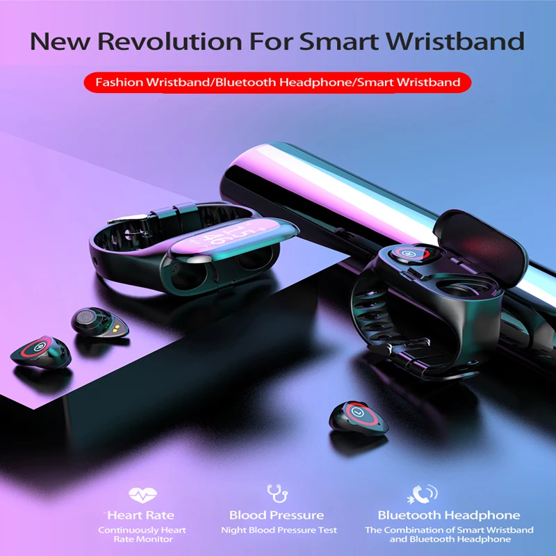 Новейший умный фитнес браслет M1 мужские и женские Bluetooth наушники монитор