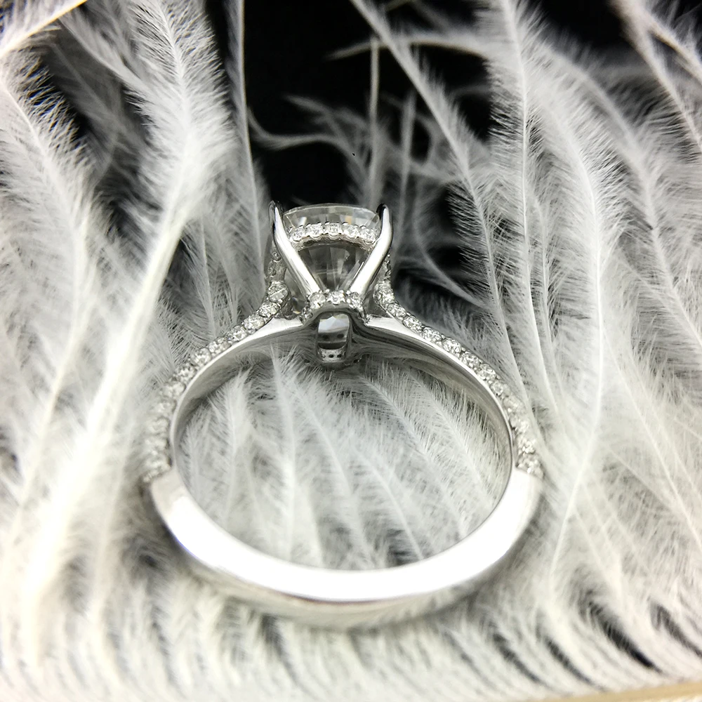 Твердое белое золото 18 K 3ct 7x11mm F цвет подушки разрезанный Муассанит кольцо обручальное и обручальное кольцо для Wonen