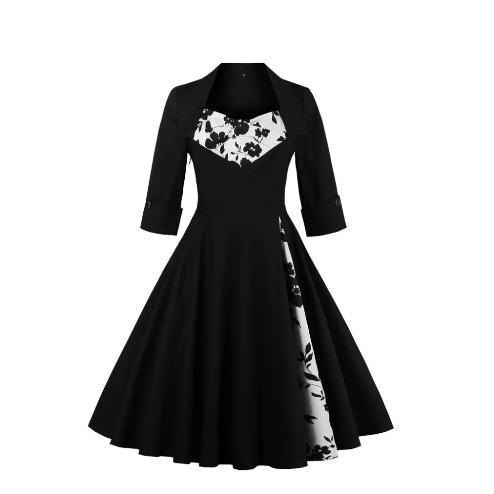Aovica 4XL 5XL размера плюс женская одежда Pin UP Vestidos Весна Осень Ретро Повседневные Вечерние платья рокабилли 50s 60s винтажные платья