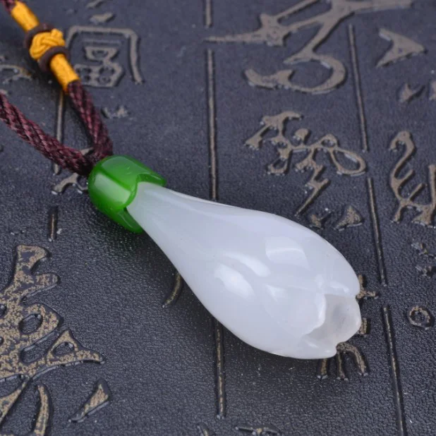 Высокое качество Хотан нефрит кулон ювелирные колье белая Орхидея | Украшения и