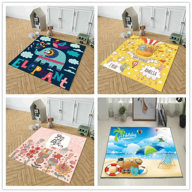 

Cute cartoon unicorn carpet children climbed non-slip area rug floor mat kids living room play pad chair carpet bedroom gift