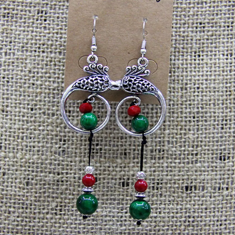 Оригинальные серьги в стиле ретро с Фениксом|beaded earrings|earrings chineseearrings ethnic |