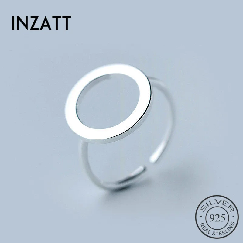 

INZATT Real 925 Sterling Silver Geometric Round Ring For Charm Women Fashion Jewelry Birthday Party Minimalist Accessories Gift