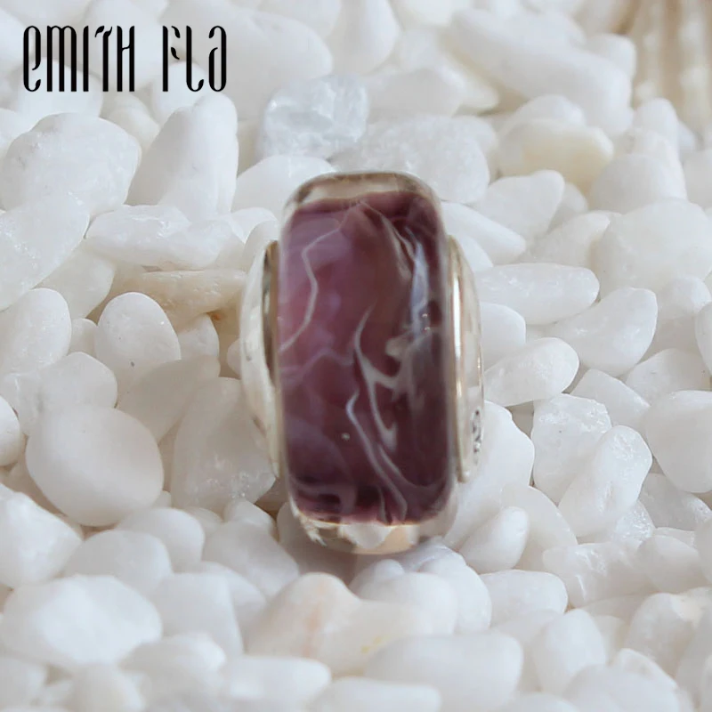 Emith Fla 925 пробы серебро большое отверстие молочный кофе муранское стекло