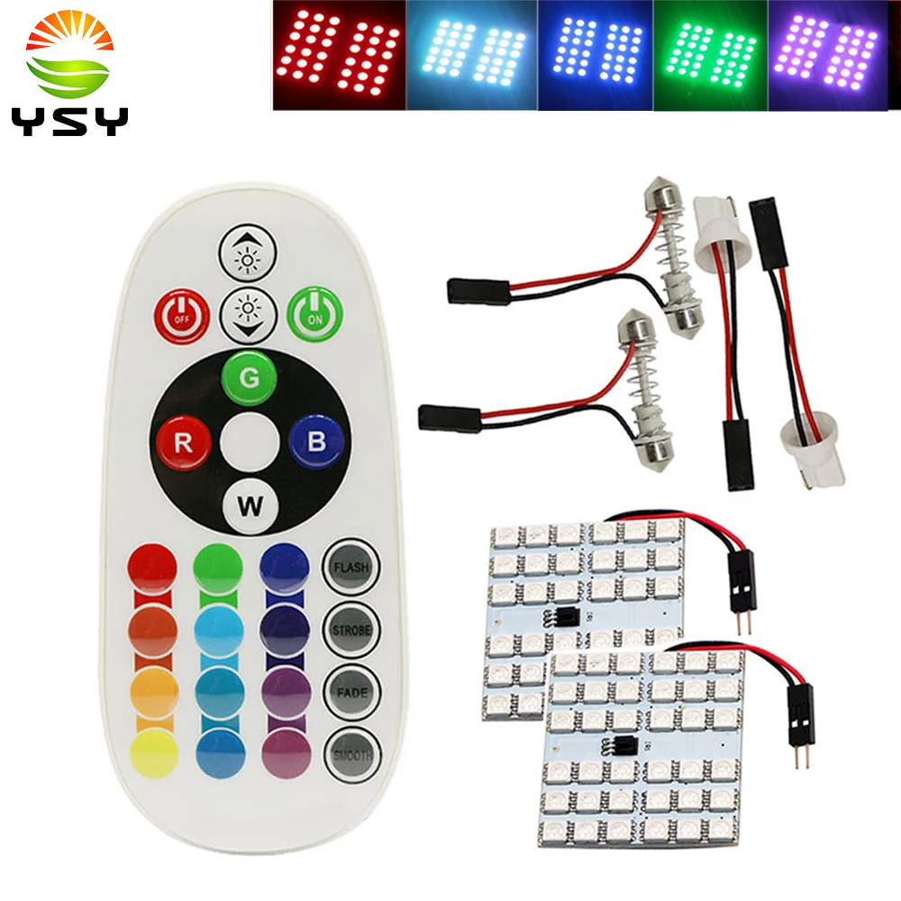 YSY 1 комплект T10 5050 36SMD RGB LED панель Авто Интерьер Чтение карта лампа Лампа Купол
