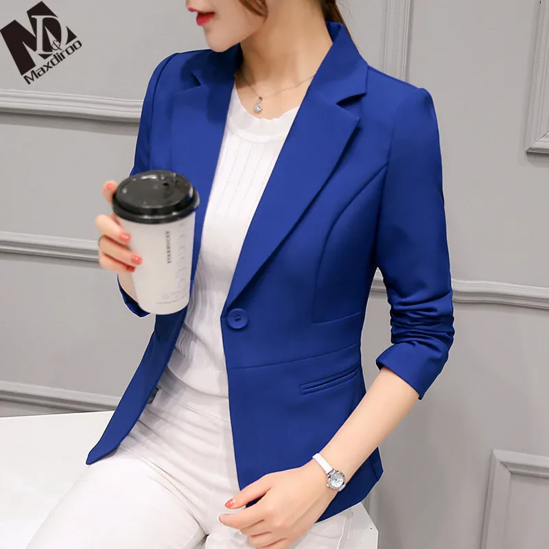 Женский блейзер Maxdiroo офисный Блейзер на одной кнопке с открытым передом яркого