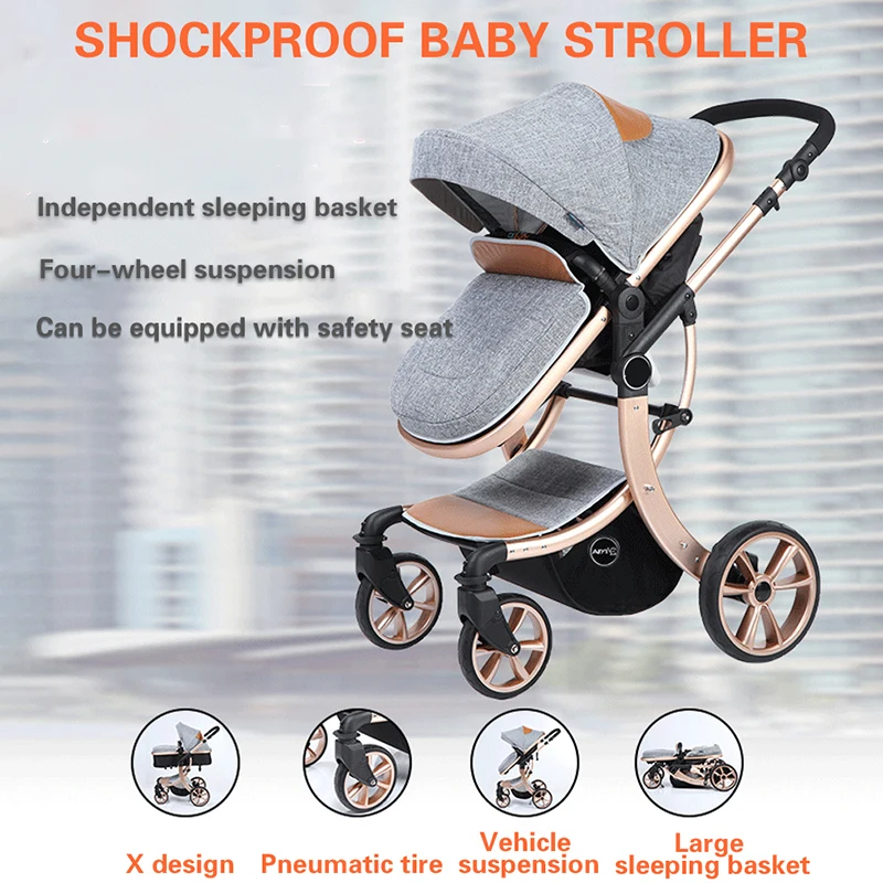 IMBABY Luxury 2 в 1 детская коляска с высоким ландшафтом для новорожденного складной