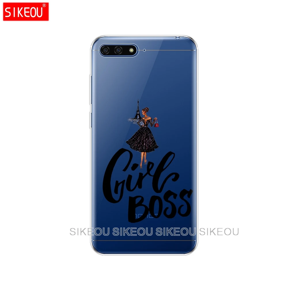 Силиконовый чехол для телефона Huawei Honor 7A PRO 7C Y5 Y6 Y7 Y9 2017 2018 Prime Cute girl boss защитный с