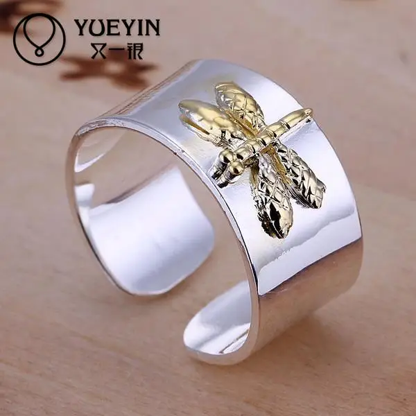 New Fashion Golden Dragonfly Opening Ring Accessories Jewelry Top Quality Crystal Finger Rings for Women Girl Nice Gift With | Украшения и