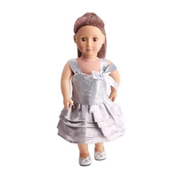 doll clothes stylish silver grey princess dress toy accessories fit 18 inch girl doll and 43 cm baby doll c40