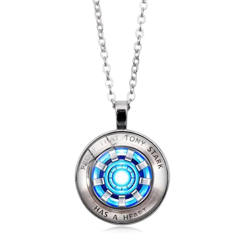 Железный человек, Tony Stark Tibet серебряное стеклянное купольное ожерелье, подвеска, цепочка, доказательство того, что Tony Stark имеет сувенир в форме сердца - Окраска металла: 1