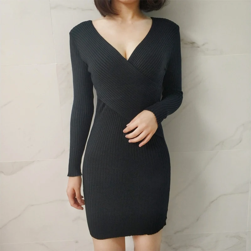Сексуальная Карандаш Bodycon платья Для женщин 2018 осень зима с длинным рукавом