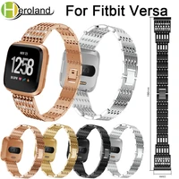 stainless steel watch band for fitbit versa band metal smart strap wrist band replacement crystal bracelet 2018 new accessories