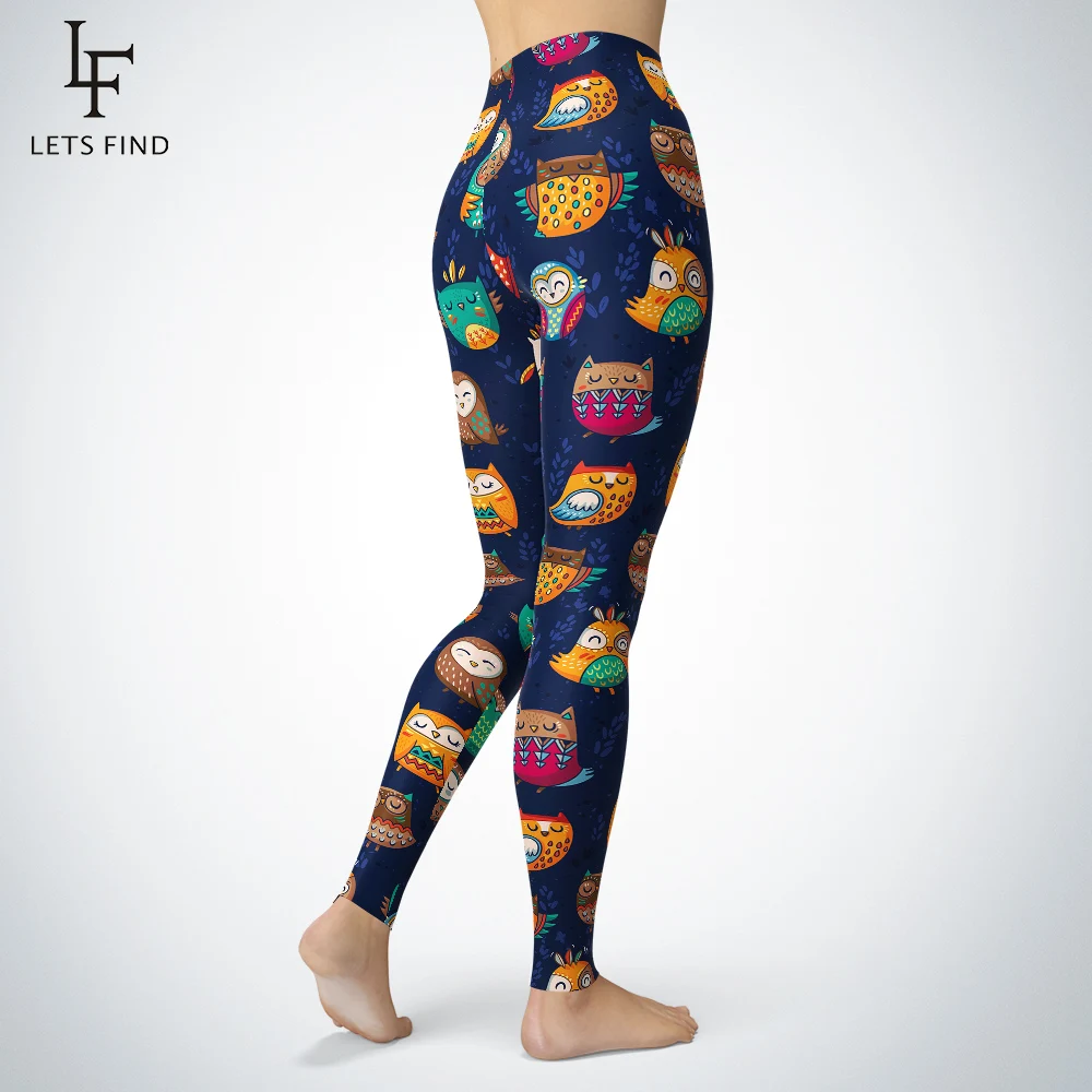Женские леггинсы с рисунком совы повседневные высокой эластичностью 2019|Легинсы|