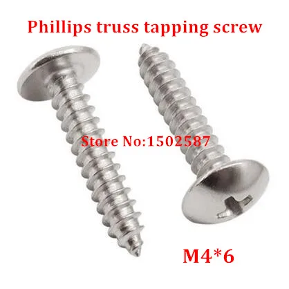 

100pcs M4*6 Phillips Truss Head Tapping Screw SUS304 stainless steel TA Screws
