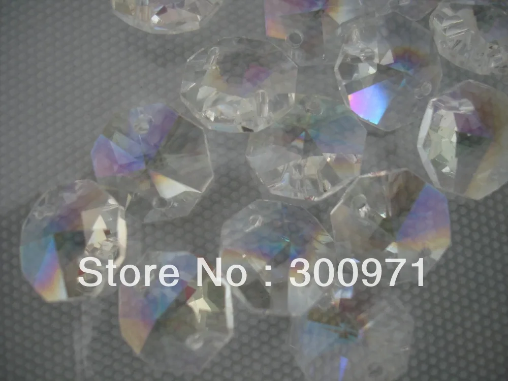 

200pcs/lot , AB COLOR ,14mm crystal octagon beads in 2 holes for home decoration accessories , ChinaPost FeeShipping