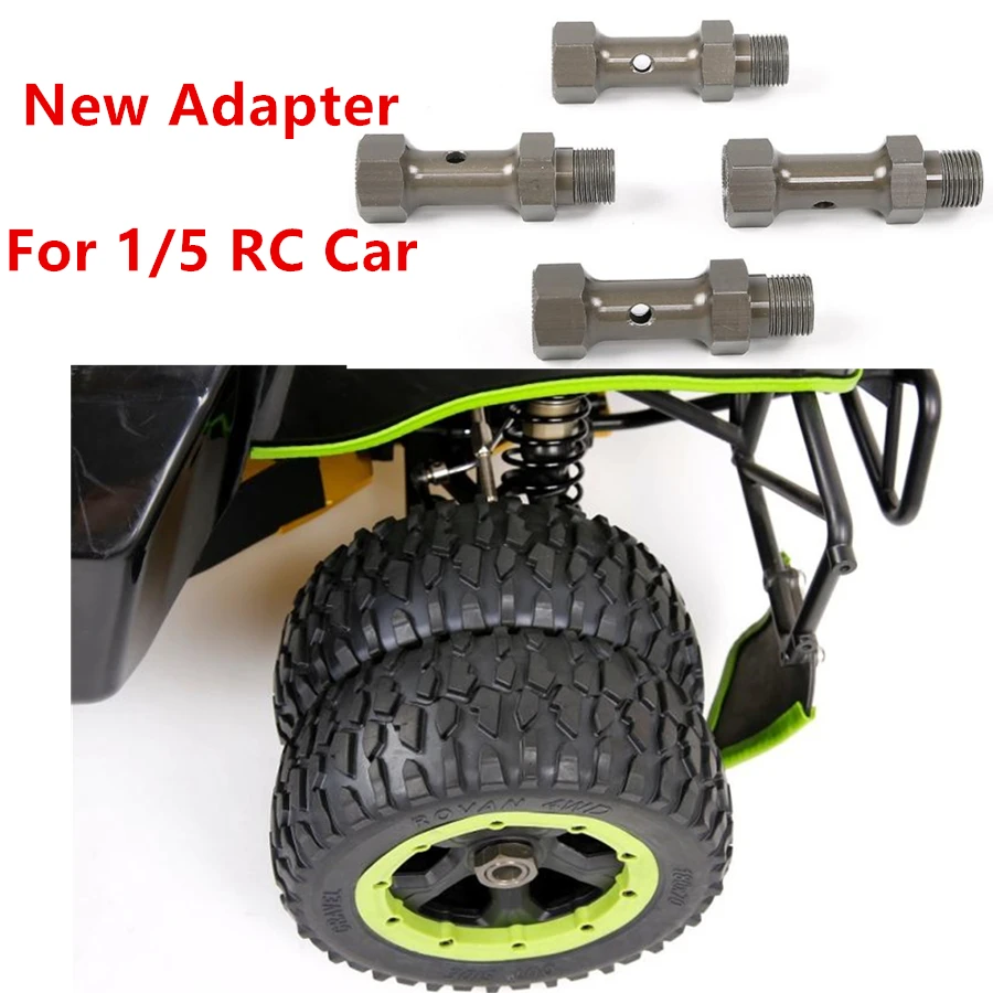 

New Metal Double Wheel Adapter (4pcs) Fit For 1:5 Scale Remote Control Toys LOSI 5IVE-T ROVAN LT RC Gasoline Truck
