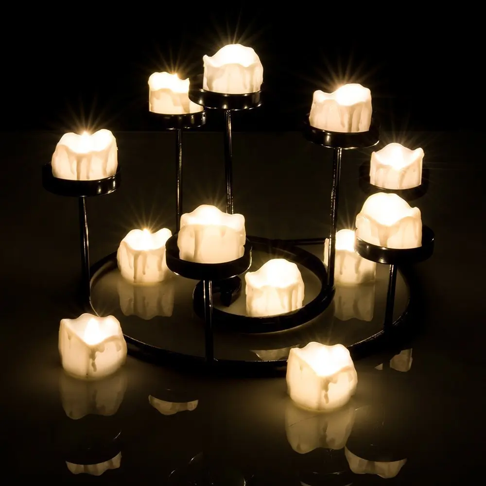 12 шт./лот светодиодная Электронная свеча в форме капли чайный светильник