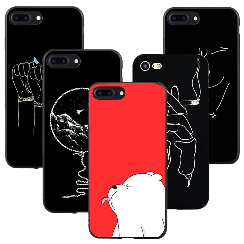 Черный чехол с сердечком для funda iphone 7 plus Чехол 8 6 6s X 5 5S se силиконовый мягкий из ТПУ