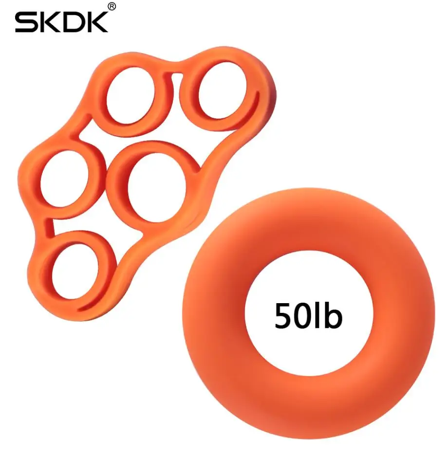Оранжевый SKDK 1 набор, профессиональный силовой тренажер для пальцев, силиконовое кольцо для рук, тренажер для тренировок, тренажерного зала, фитнеса, расширитель для пальцев - Цвет: Оранжевый