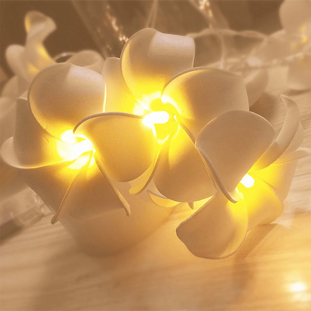 HUSUYUHU Plumeria Цветочная фея световая гирлянда ручной работы ткань на батарейках для