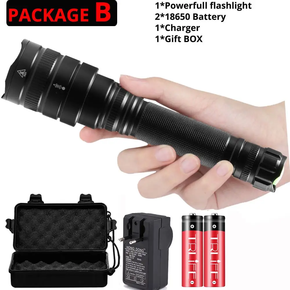 Package B Светодиодный светильник-вспышка xhp70.2 ультра яркий водонепроницаемый светодиодный фонарь linterna xhp70 xhp50 18650 лучший кемпинг, велосипедный светильник, уличный - Испускаемый цвет: Package B