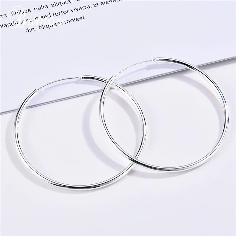 Серьги кольца женские Серебристые большого размера|Серьги-кольца| |