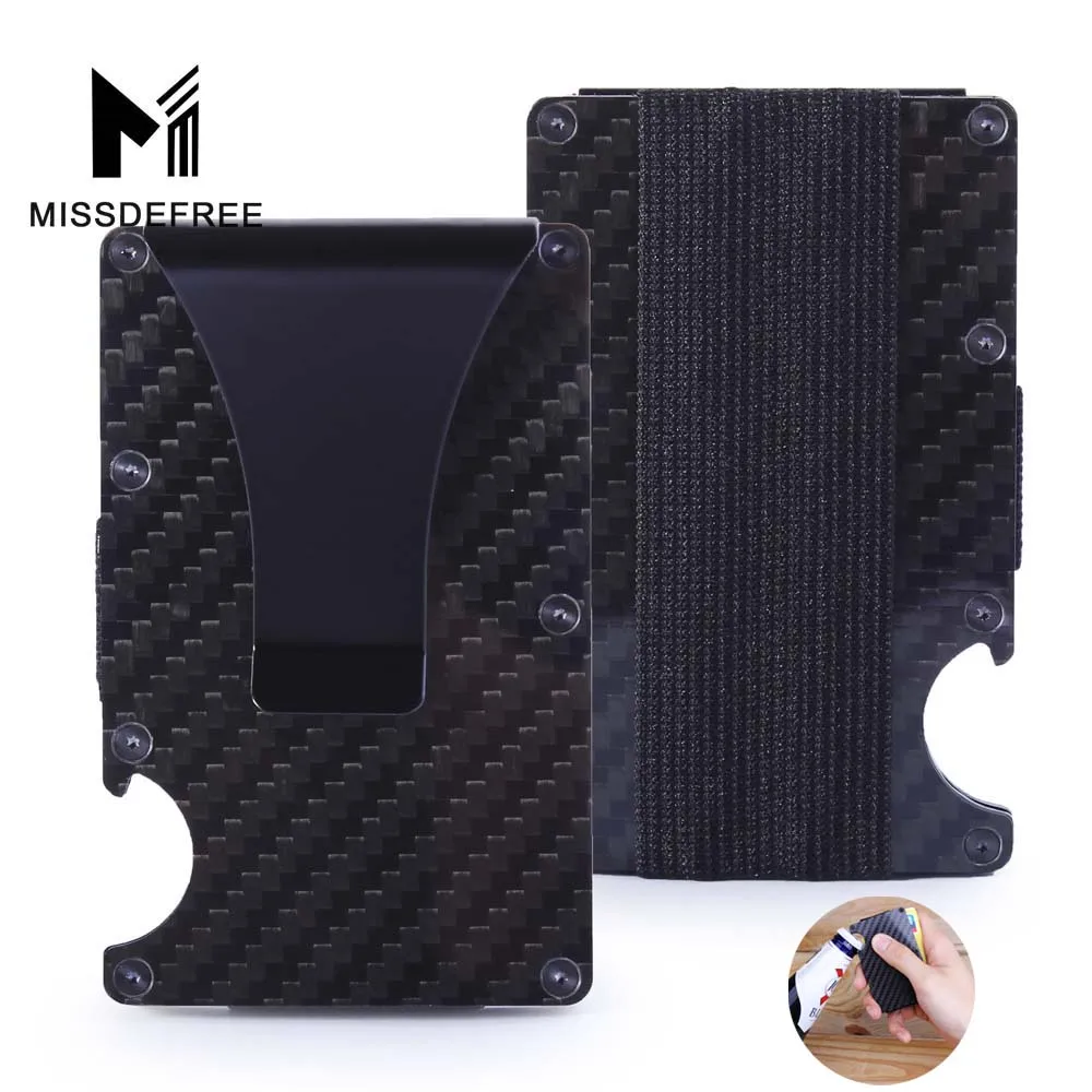 Bottle Opener Carbon Мини Тонкий кошелек зажим для денег из углеродного волокна и металла алюминиевый дизайн Кредитная карта ID держатель с RFID блокировкой и открывалкой для бутылок - Цвет: Bottle Opener Carbon
