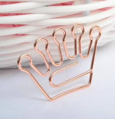 1pc-crown Kawaii, розовое золото, скрепки для бумаги, металлические, прозрачные скрепки, закладки, кошка, планета, алмаз, для билетов, скрепки, для школы, офиса, канцелярские принадлежности - Цвет: 1pc-crown