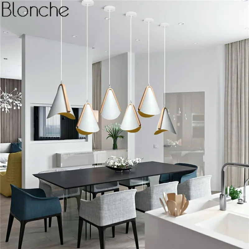 Nordic Pendant Lights Modern Art LED Hanging Lamp Metal Wood Fixtures for Living Room Kitchen Home Decor Loft Luminaire E27 | Освещение