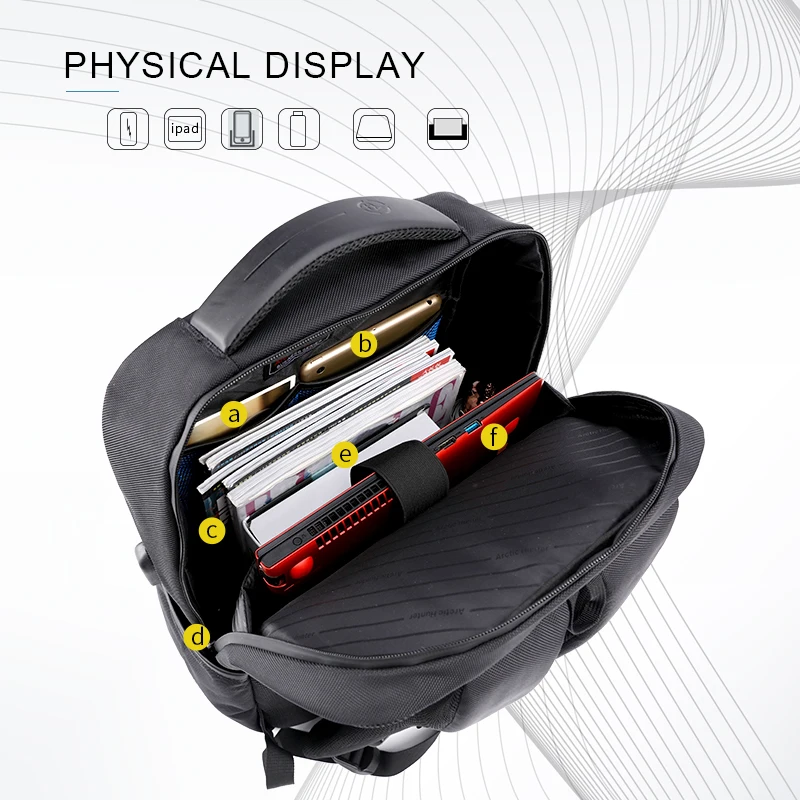 Men's Shoulder Bag Gray Color Laptop Large Capacity Travel USB Charging Smart Backpack Waterproof Nylon B00120 | Багаж и сумки