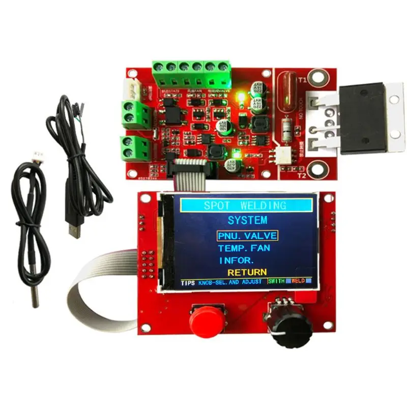 

New Pneumatic Spot Welder Controller with Fan & Temperature Sensor 100A Welding Controller NY-D08 qiang