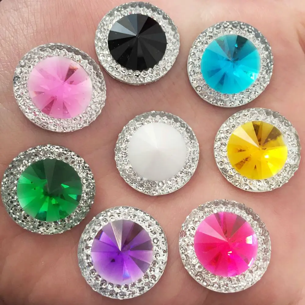 Новинка 50 шт. 20 мм двухцветные круглые стразы из смолы с плоской задней