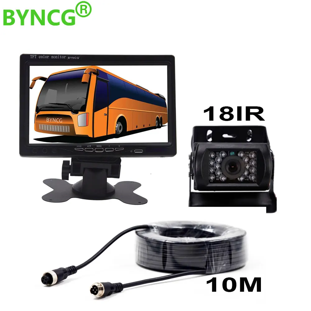 BYNCG DC 12 V 24 7 &quotTFT lcd Автомобильный монитор + 4 Pin IR камера ночного видения заднего