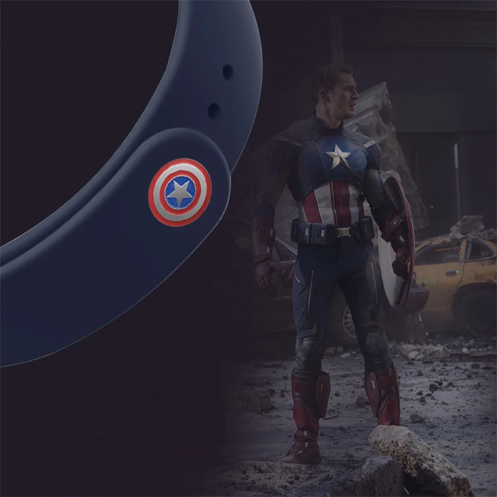 Dark blue B Новые с принтами "Marvel", "Мстители", браслет для mi Группа 4 ремень для Xiaomi mi группа 4 Nfc умный браслет с силиконовым ремешком для mi Группа 4/3 - Цвет: Dark blue B