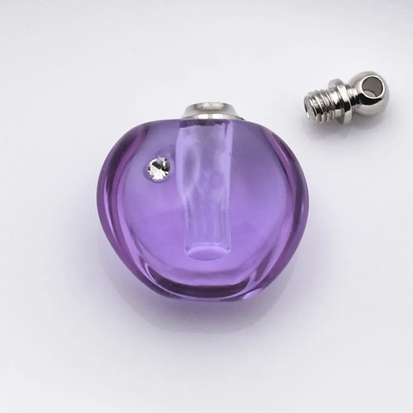 apple-purple 1 шт кристаллический флакон кулон Миниатюрный флакон духов талисманы формирование микрорельфа имени на рисе искусство эфирное масло талисманы ожерелье кулон - Окраска металла: apple-purple