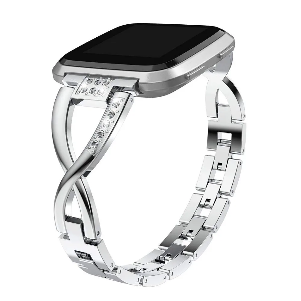 Tschick Bling металлический браслет из нержавеющей стали сменные Браслеты Ремешок со стразами для Fitbit Versa